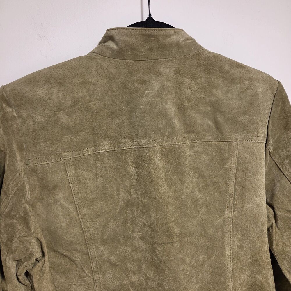 CHADWICKS Suede Leather Jacket 10 Womens Olive Button Up Blazer Classic NEW Y2K - Picture 11 of 12